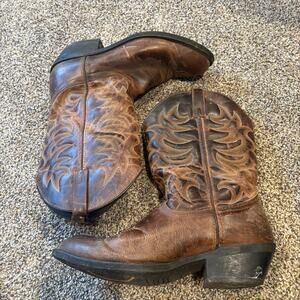 Laredo Mens Brown Leather Cowboy Western Boots Pointed Toe 68384 Size 11 D